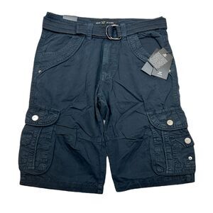 X-Ray Belted Cargo Shorts Mens 30 Navy‎ Blue Double Pocket $58